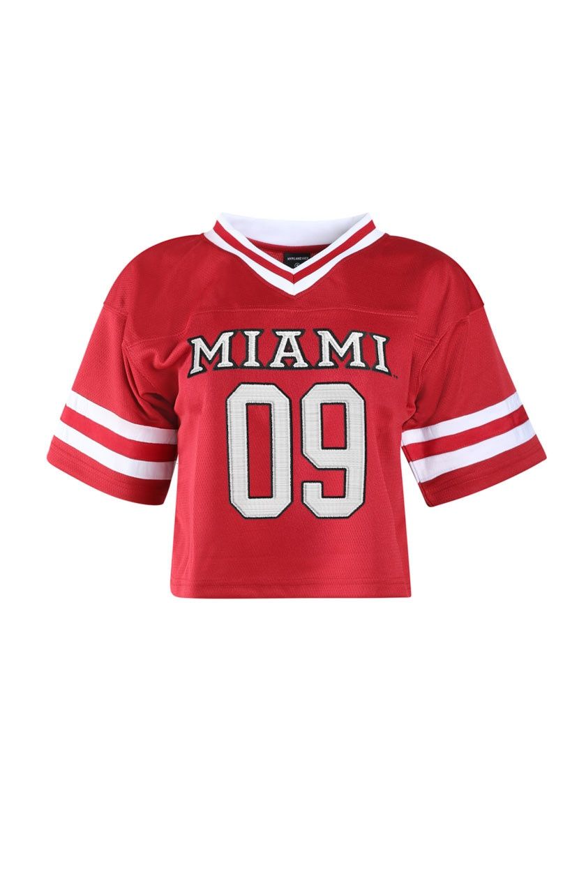 Women's Cropped Red Football Jersey, Size: XS