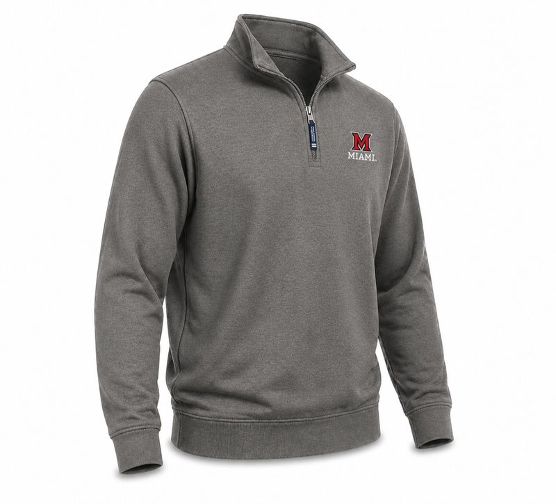 Charles River Miami University RedHawks Charcoal Crosswind 1/4 Zip Pullover