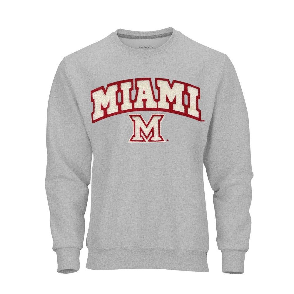 Miami RedHawks Chenille Miami M Crew, Size: S