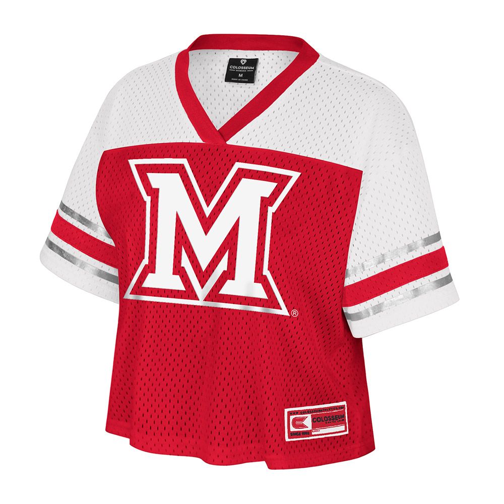 Colosseum Women’s Miami University RedHawks Red &amp; White Mesh Jersey, Size: S