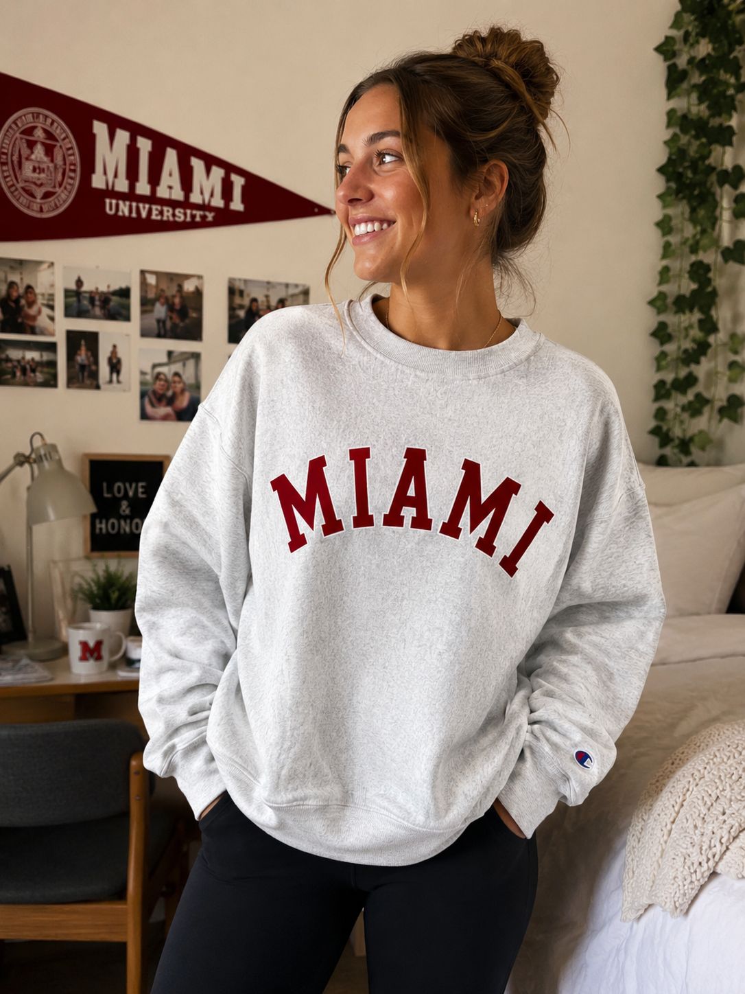 Champion Miami University Reverse Weave Tackle Twill Crewneck