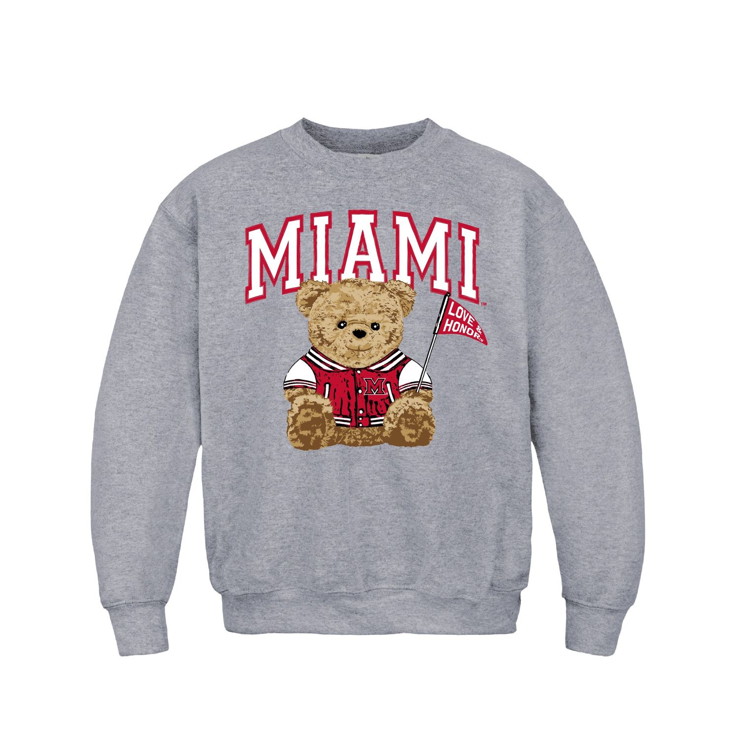 Youth GRAY Teddy Bear Crew, Size: S