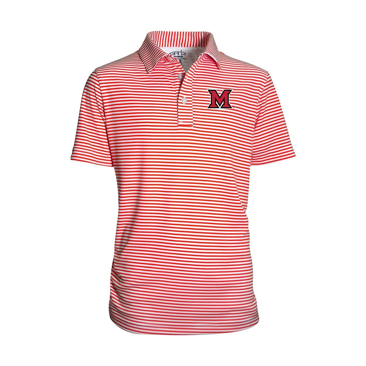 Garb Miami University Block M Youth Striped Polo, Size: S