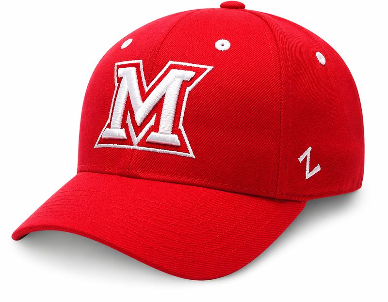 Zephyr Miami University RedHawks White Block M Fitted Hat – Red