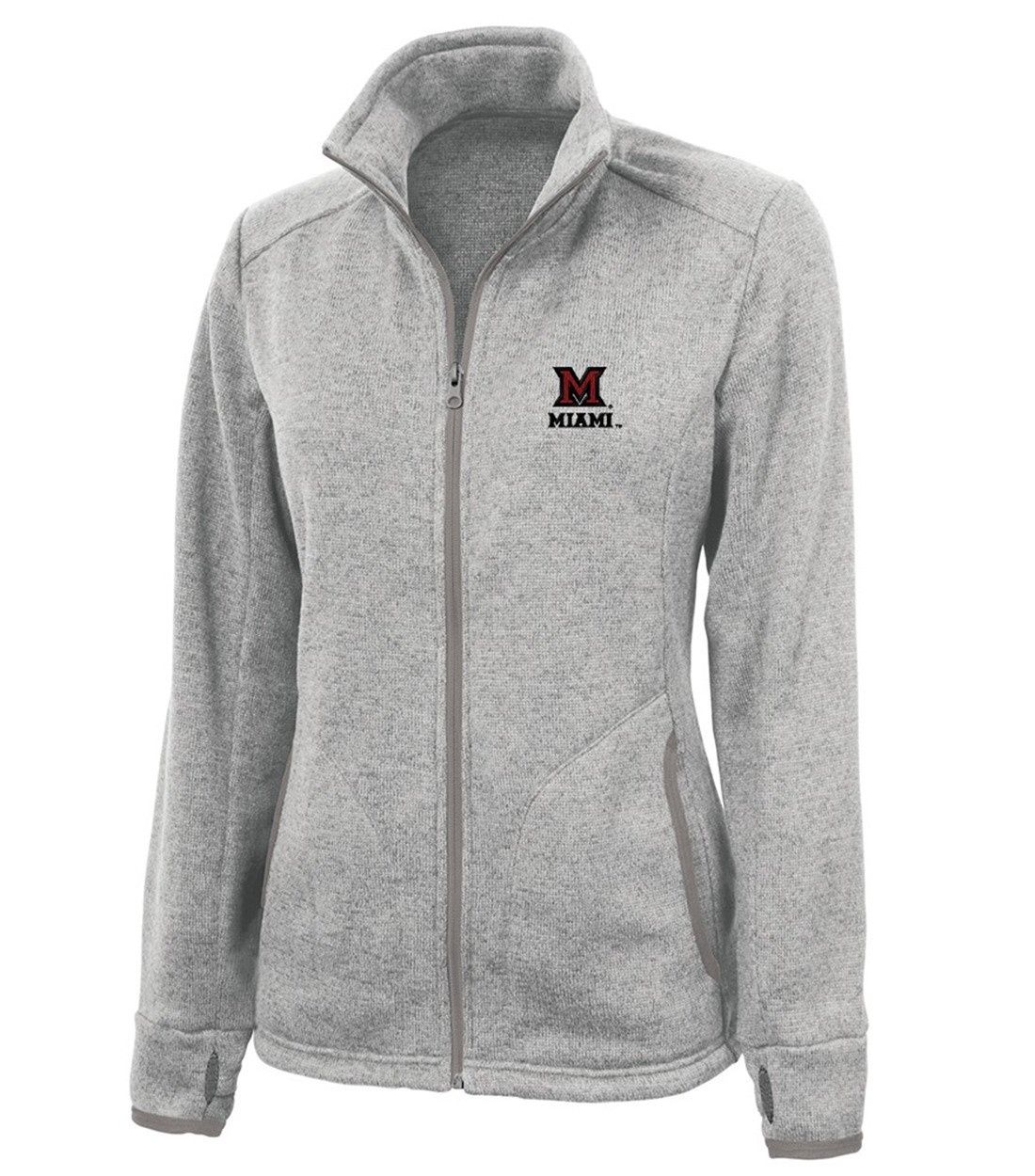 Women's Miami University Full-Zip Gray Sweatshirt, Size: 2XL