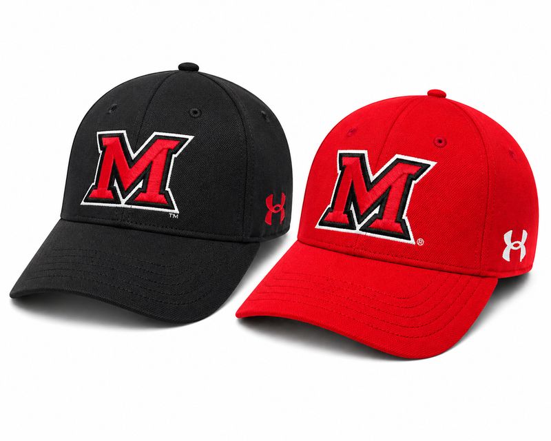 Under Armour Miami University RedHawks M Logo Fitted Hat – Black &amp; Red