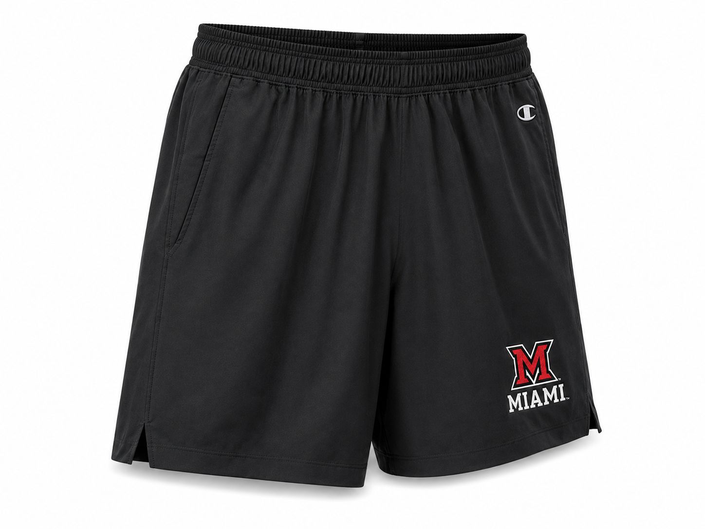 Champion Miami RedHawks Black Woven Performance Shorts, Size: S