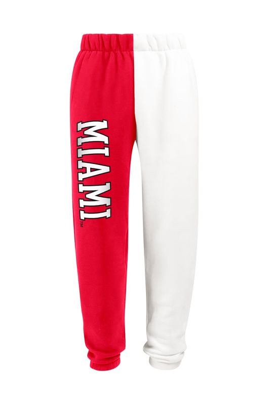 Women's Red &amp; White Color Block Pants