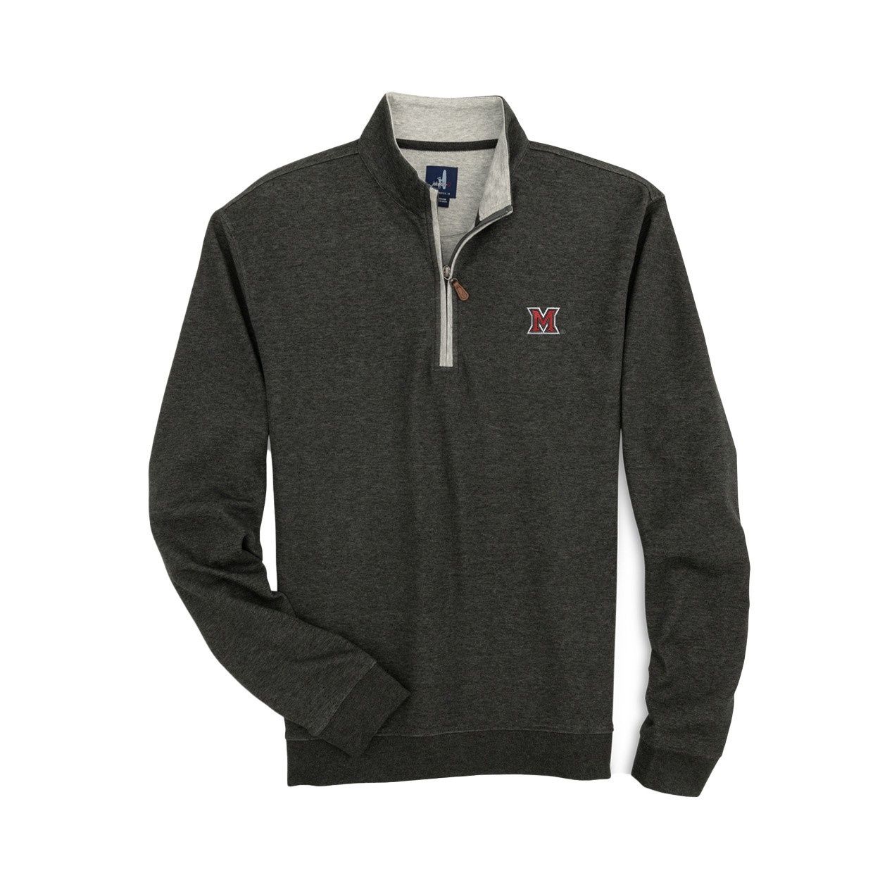 Johnnie-O Miami RedHawks Sully Black Heather Quarter Zip, Size: S