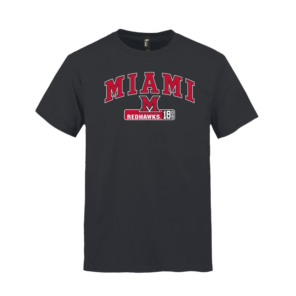 Miami RedHawks Black Block M/1809 Short Sleeve Tee, Size: 2XL