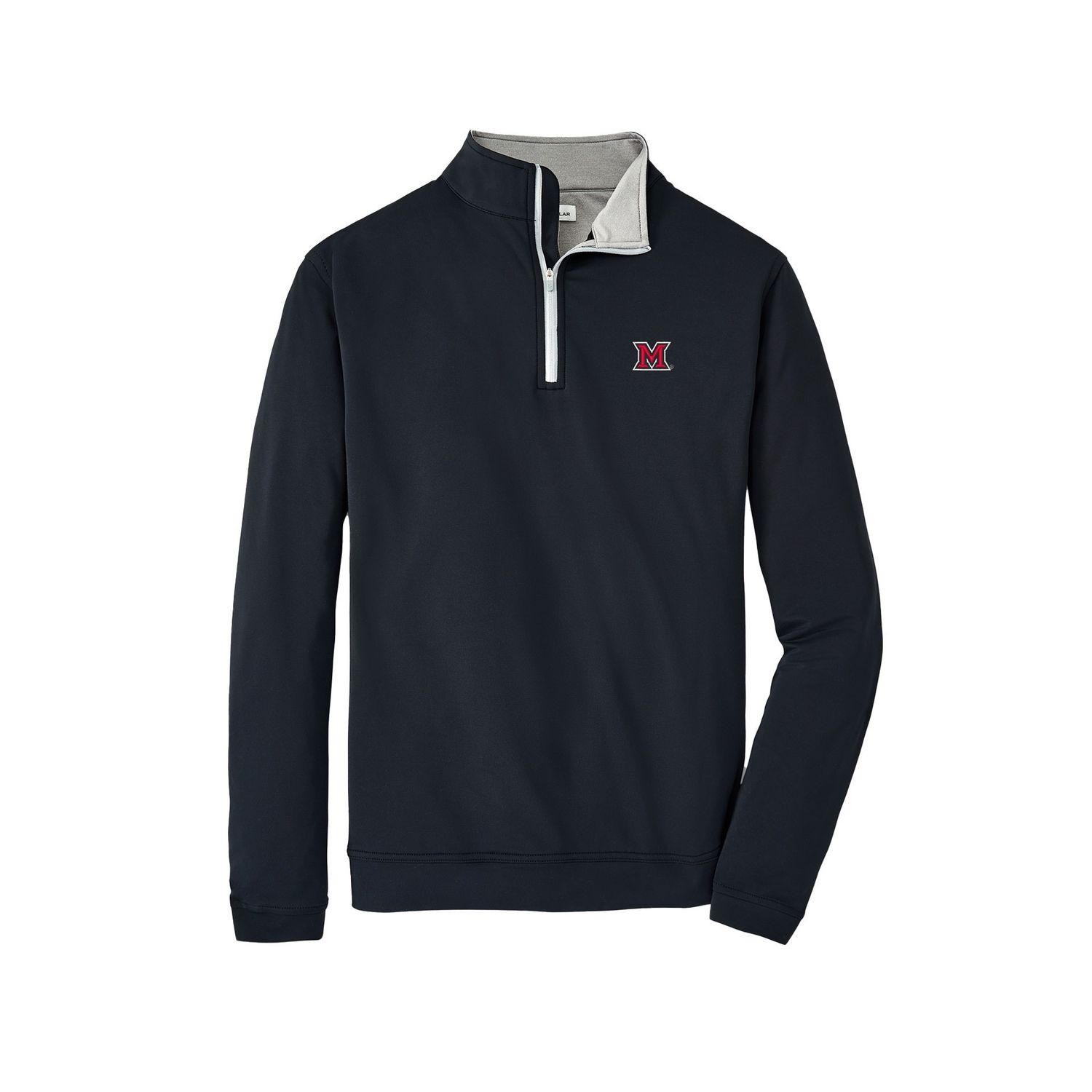 Peter Millar Miami RedHawks Black Perth Quarter Zip, Color: BLACK, Size: S