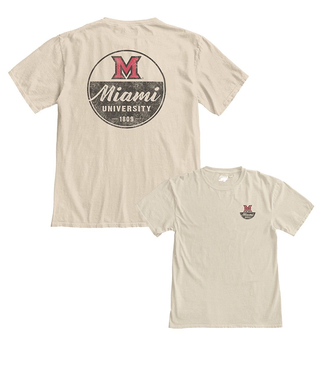 Miami University Script Circle Cappuccino Short Sleeve Tee, Size: 2XL