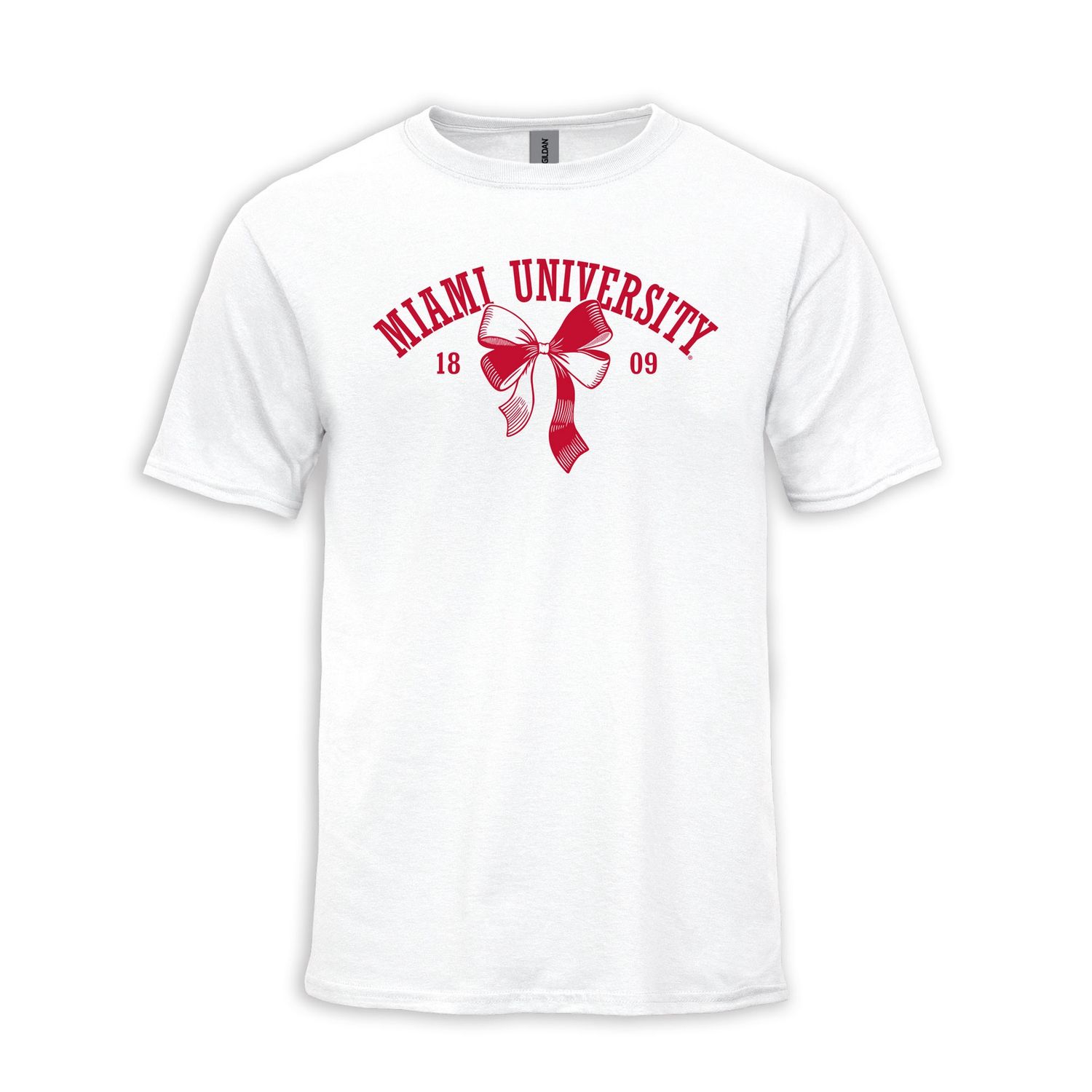 Women's White Short Sleeve Tee with Red Bow Graphic, Size: 2XL