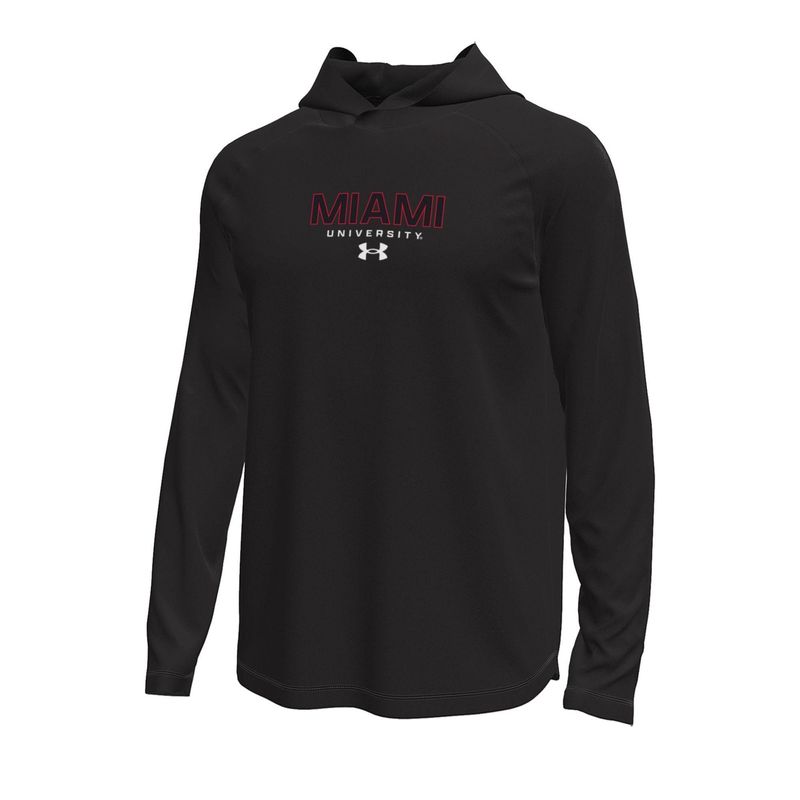 Black Hooded Long Sleeve Tee with Front and Back Logos