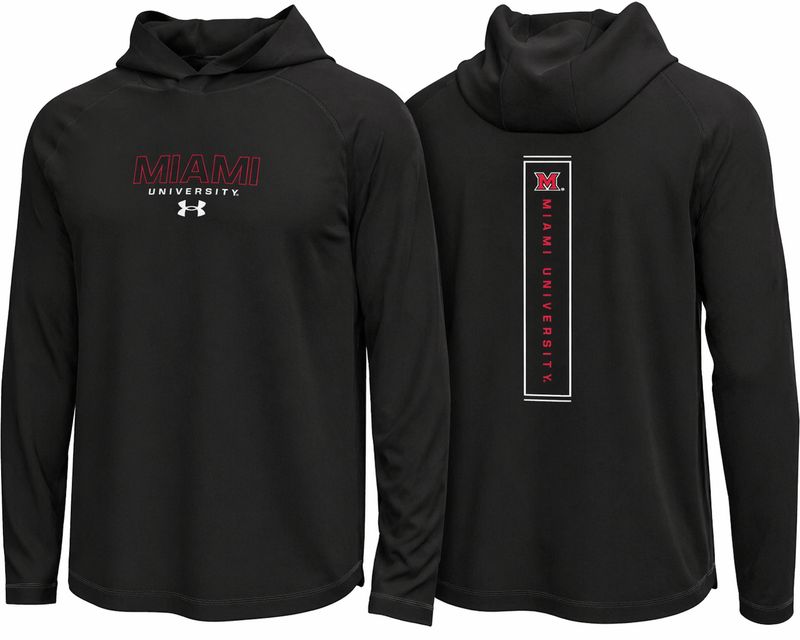 Black Miami RedHawks Hooded Long Sleeve Tee