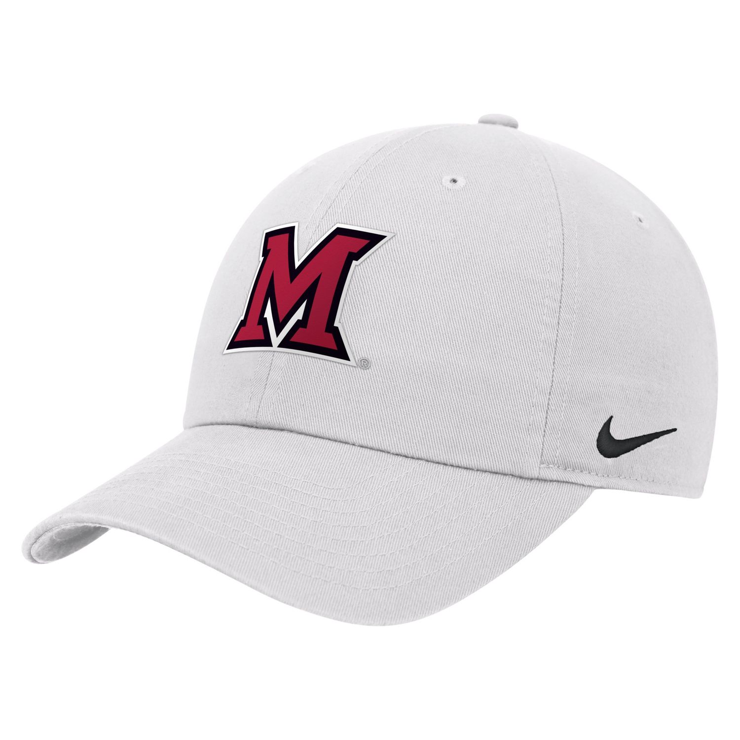Club Cap in White with Block "M" on Front and Swoosh on the Side, Size: S/M