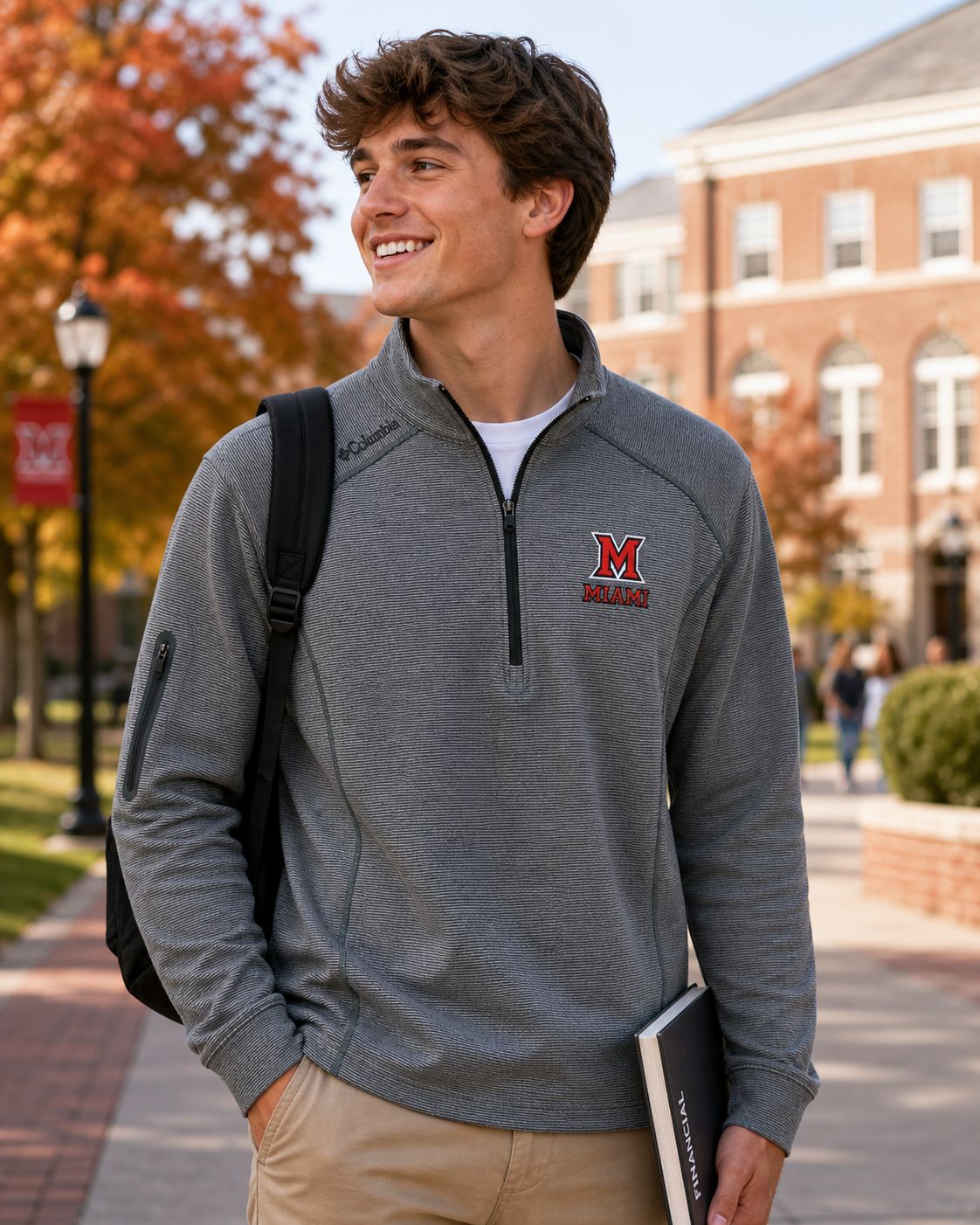 Miami University Columbia Omni-Wick 1/4 Zip | Shotgun Pullover Grey
