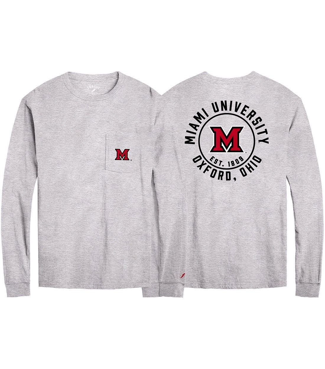 Miami University Pocket Ash Long Sleeve Tee, Size: 2XL