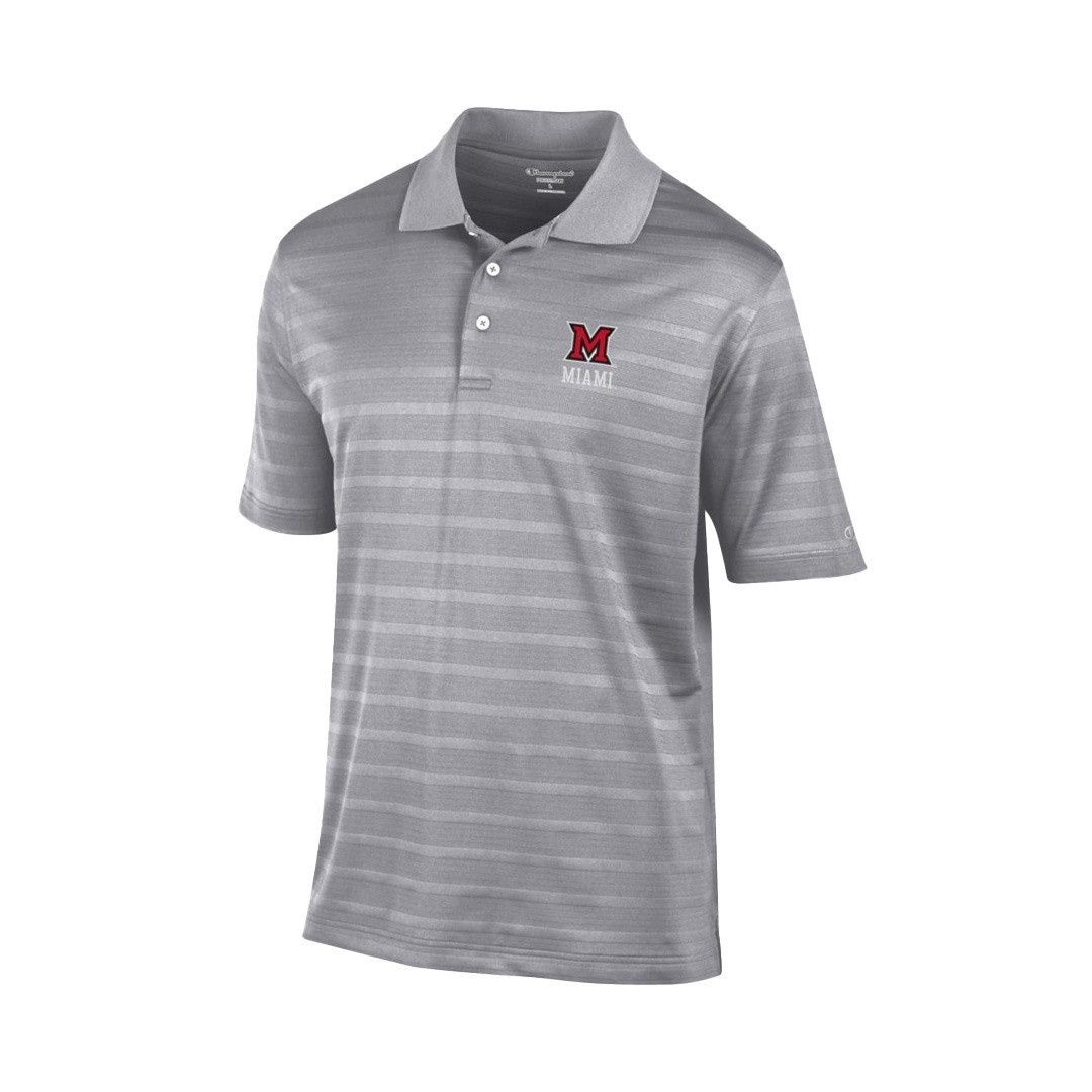 Champion Miami University GRAY Textured Polo, Size: 2XL