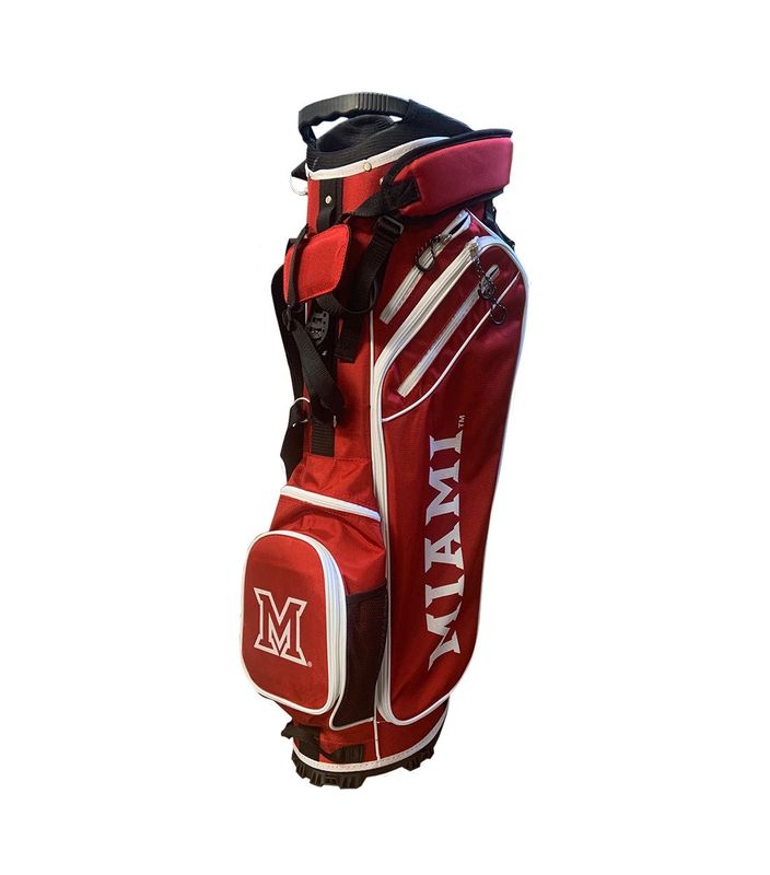 Red Miami Block "M" Golf Bag with Stand
