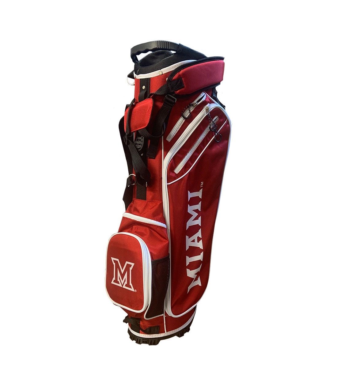 Red Miami Block "M" Golf Bag with Stand, Color: BLACK