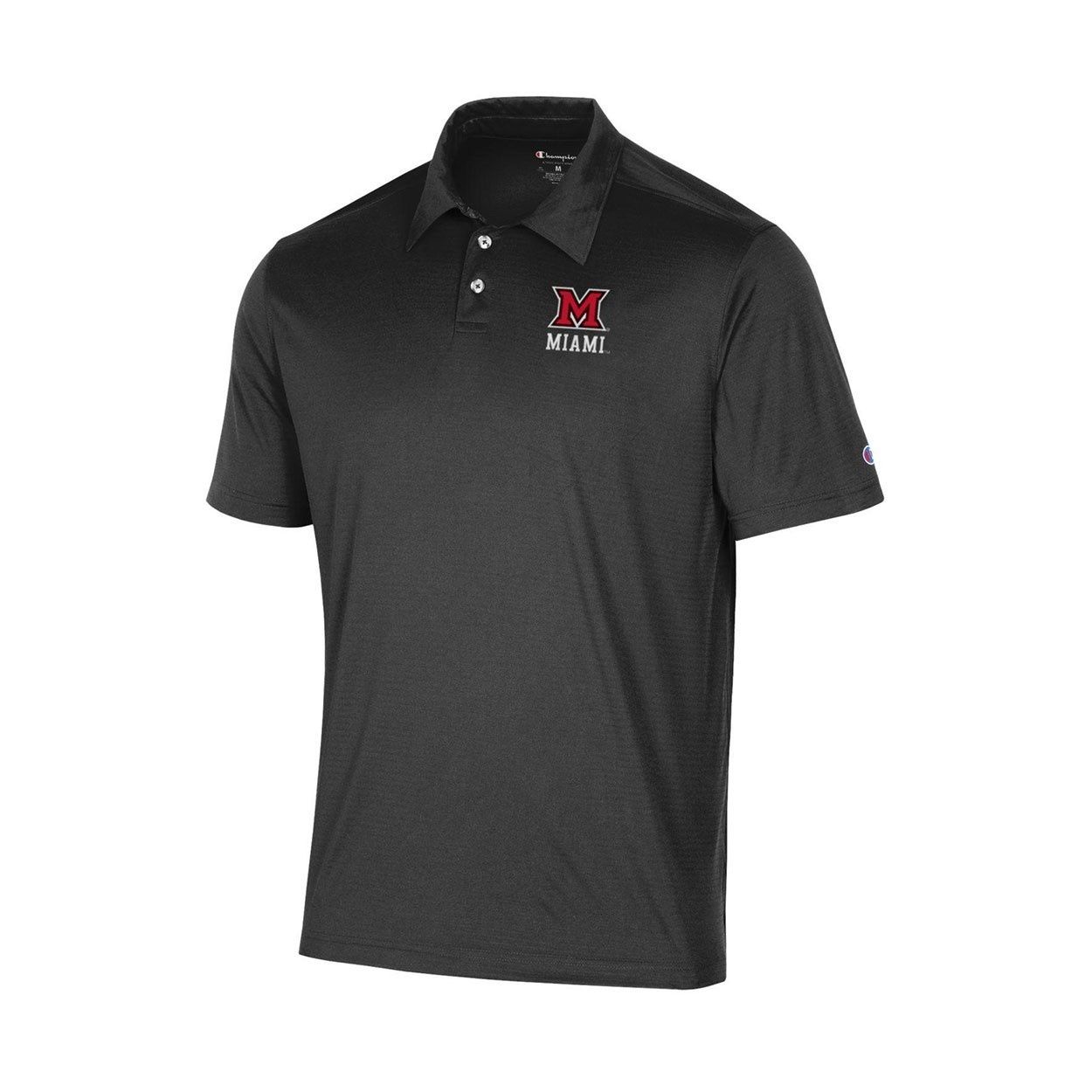 Champion Miami University Black Textured Polo, Size: S