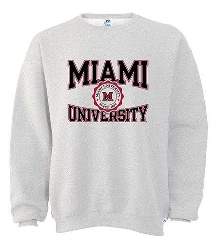 Russell Miami University Gray Crew Sweatshirt, Size: 2XL