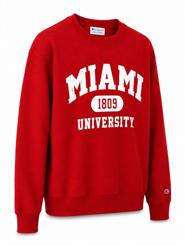 Champion Miami University Garnet Reverse Weave Crewneck Sweatshirt