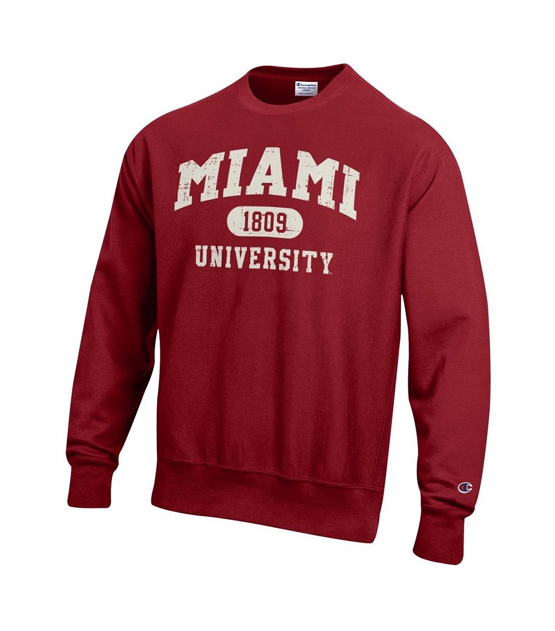 Champion Miami University Garnet Reverse Weave Crewneck Sweatshirt, Size: S