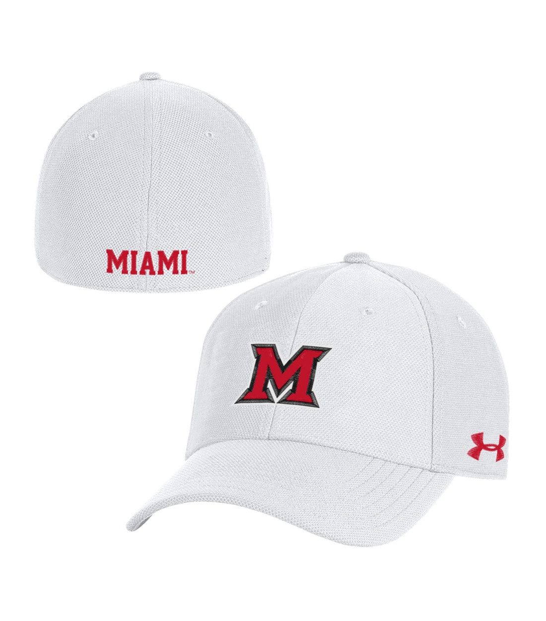 Under Armour Miami University RedHawks White Fitted Hat, Size: M/L