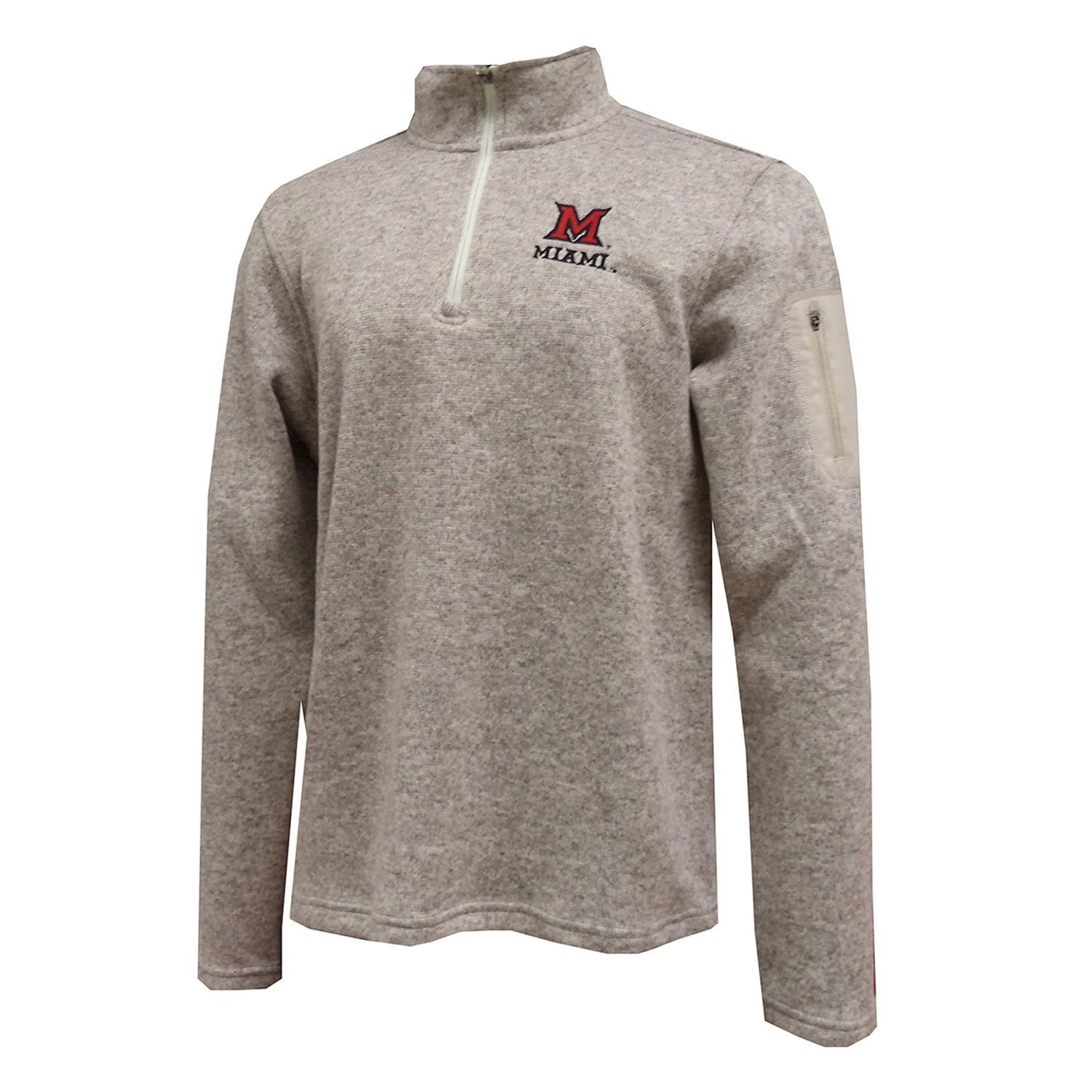 Charles River Miami University Oatmeal Heathered Fleece 1/4 Zip, Size: S