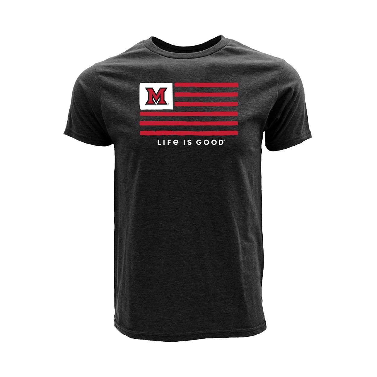 Miami RedHawks Life is Good Flag T-shirt, Size: S
