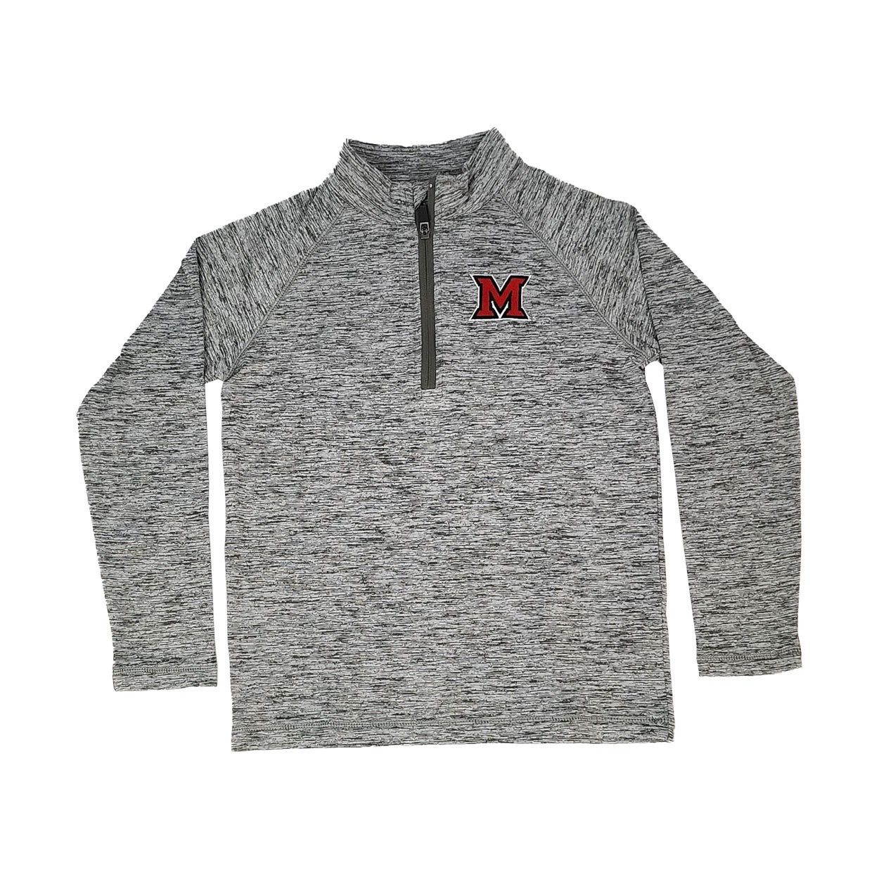 Garb Miami Univ. Block M Youth Heathered 1/4 Zip, Size: S