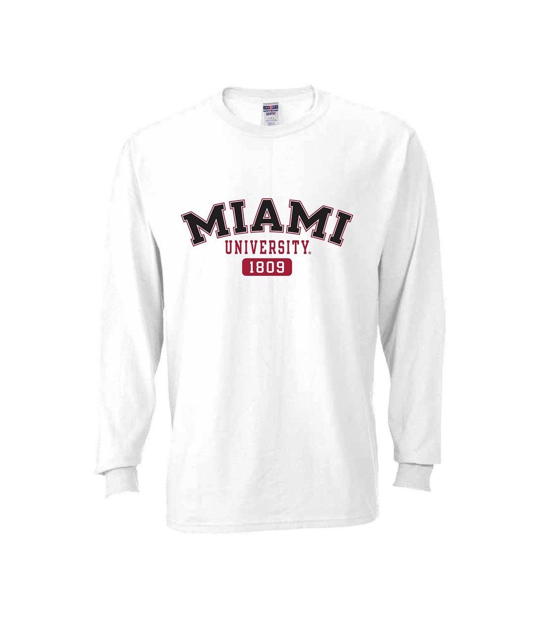 Miami University White Long Sleeve Tee, Color: GRANITE, Size: 2XL
