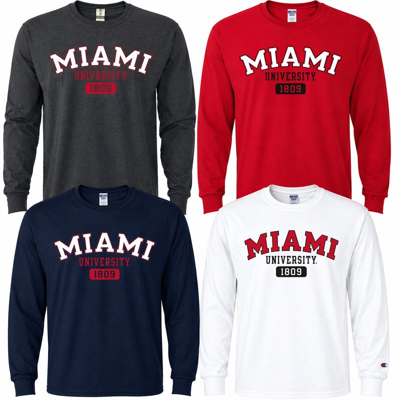 Miami University Long Sleeve Tee with 1809 Disc