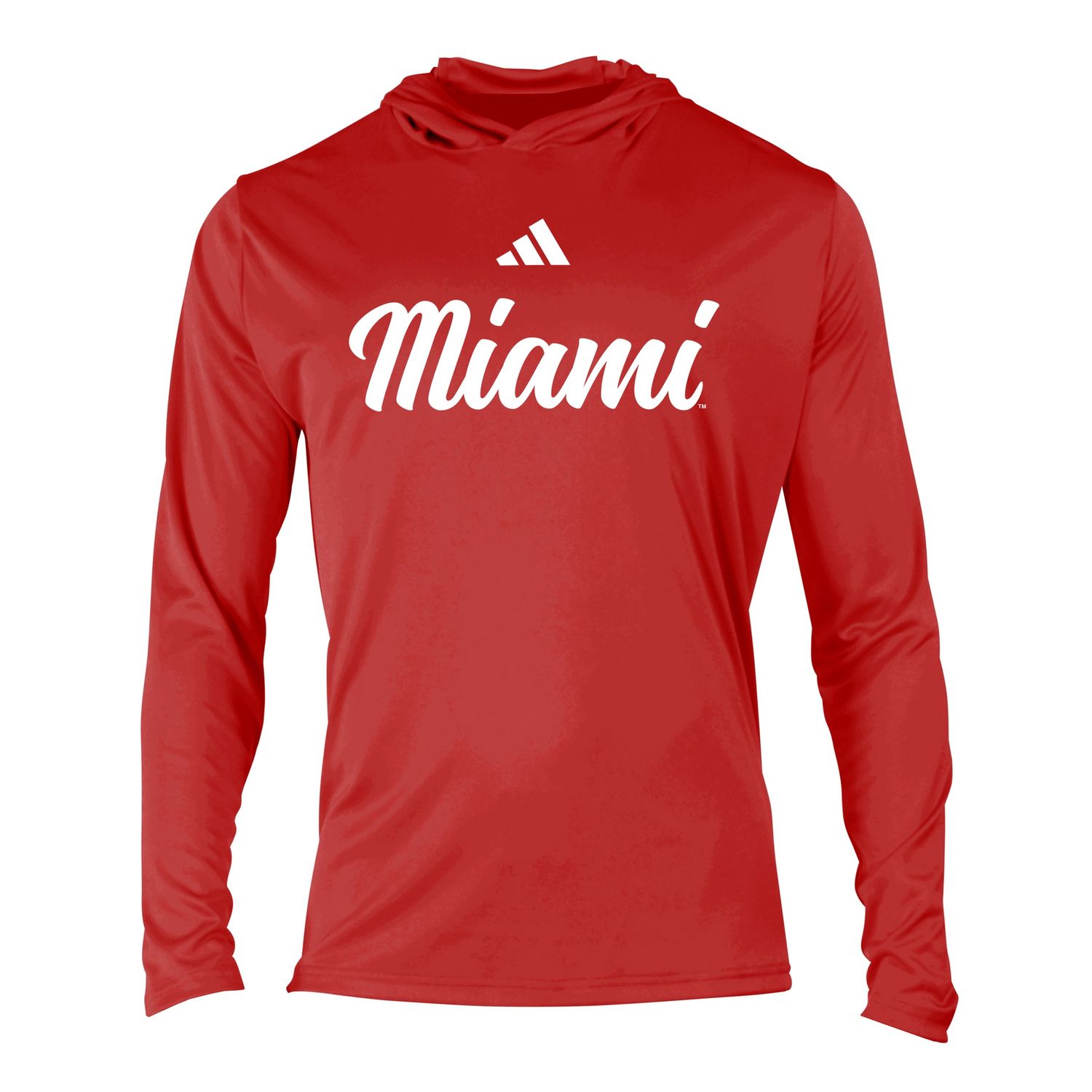 Adidas LS Hoodie in Red with Script Miami, Size: S