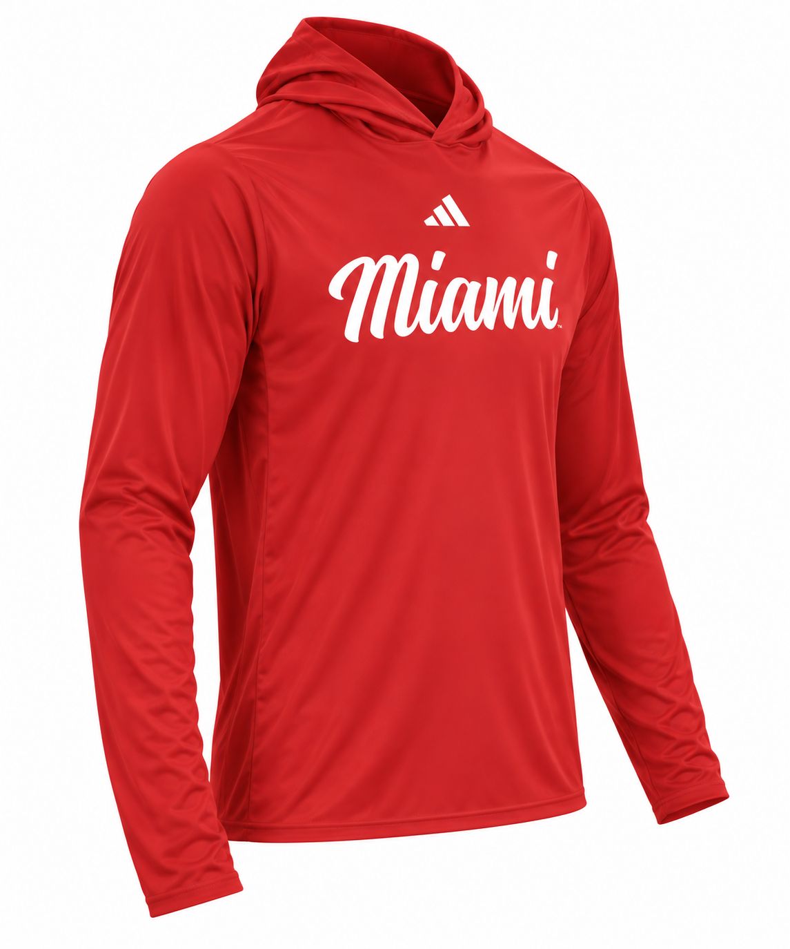 adidas Miami University Script Long Sleeve Hooded T-Shirt, Size: S