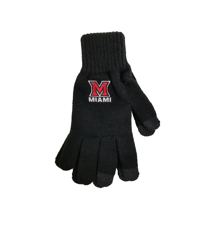Miami University Black UText Knit Gloves