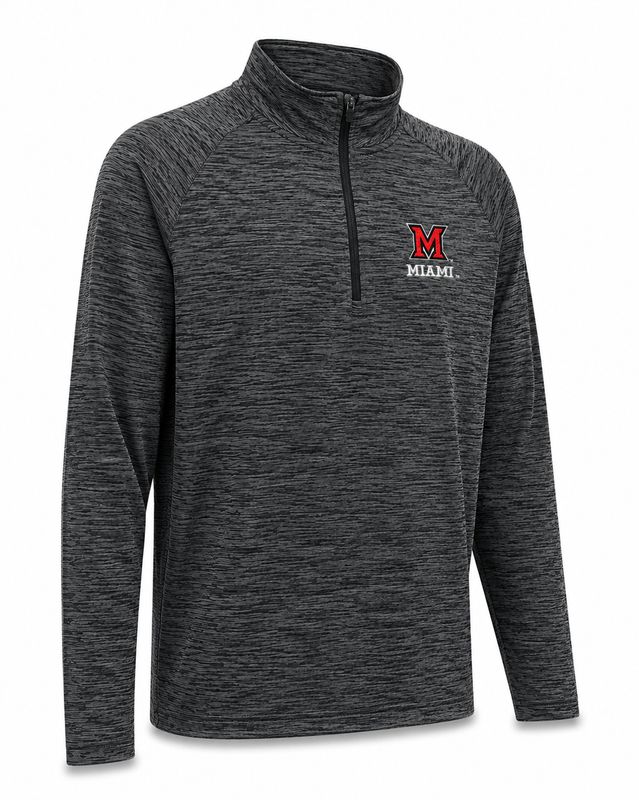 Charles River Miami University Black Space Dye Performance 1/4 Zip Pullover
