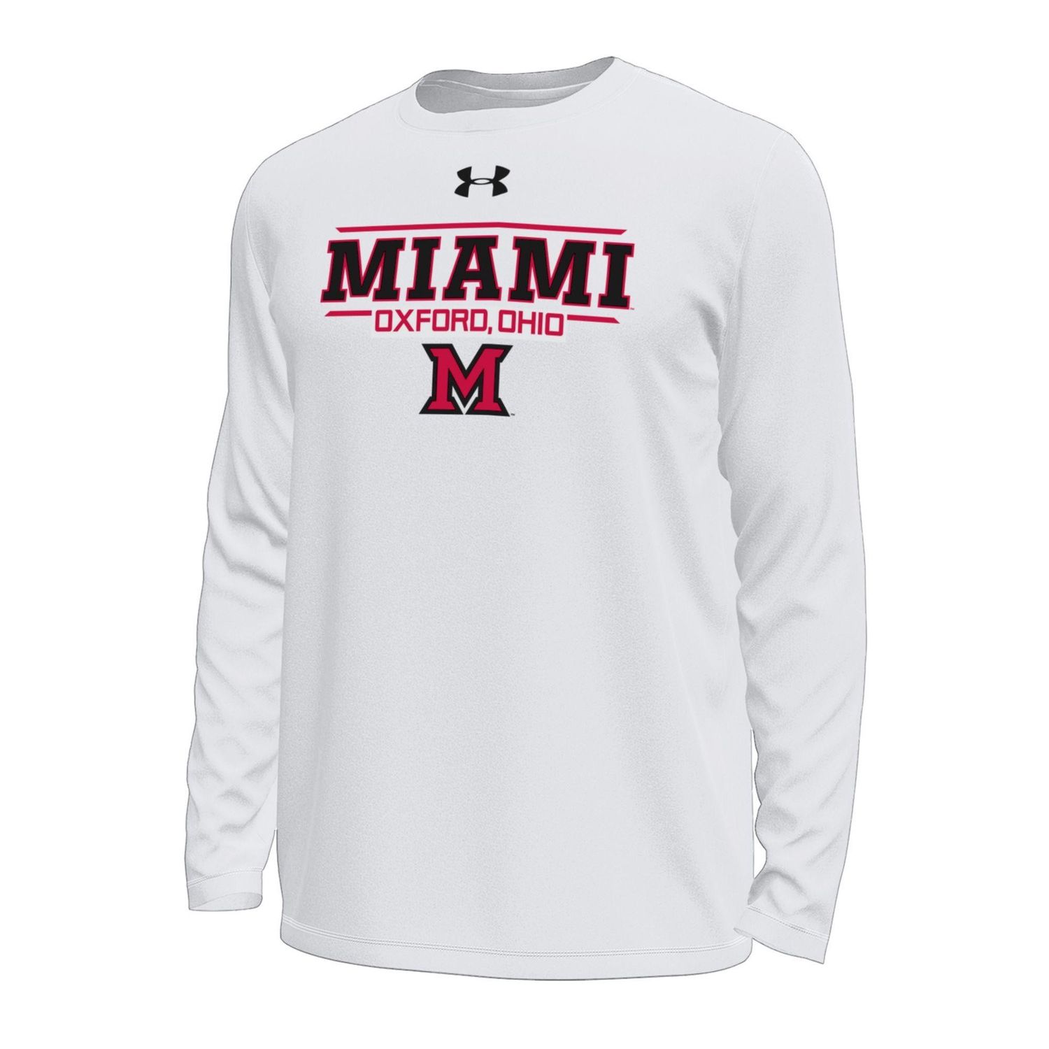 White Tech Stretch Miami over Block "M" Long Sleeve Tee, Size: S
