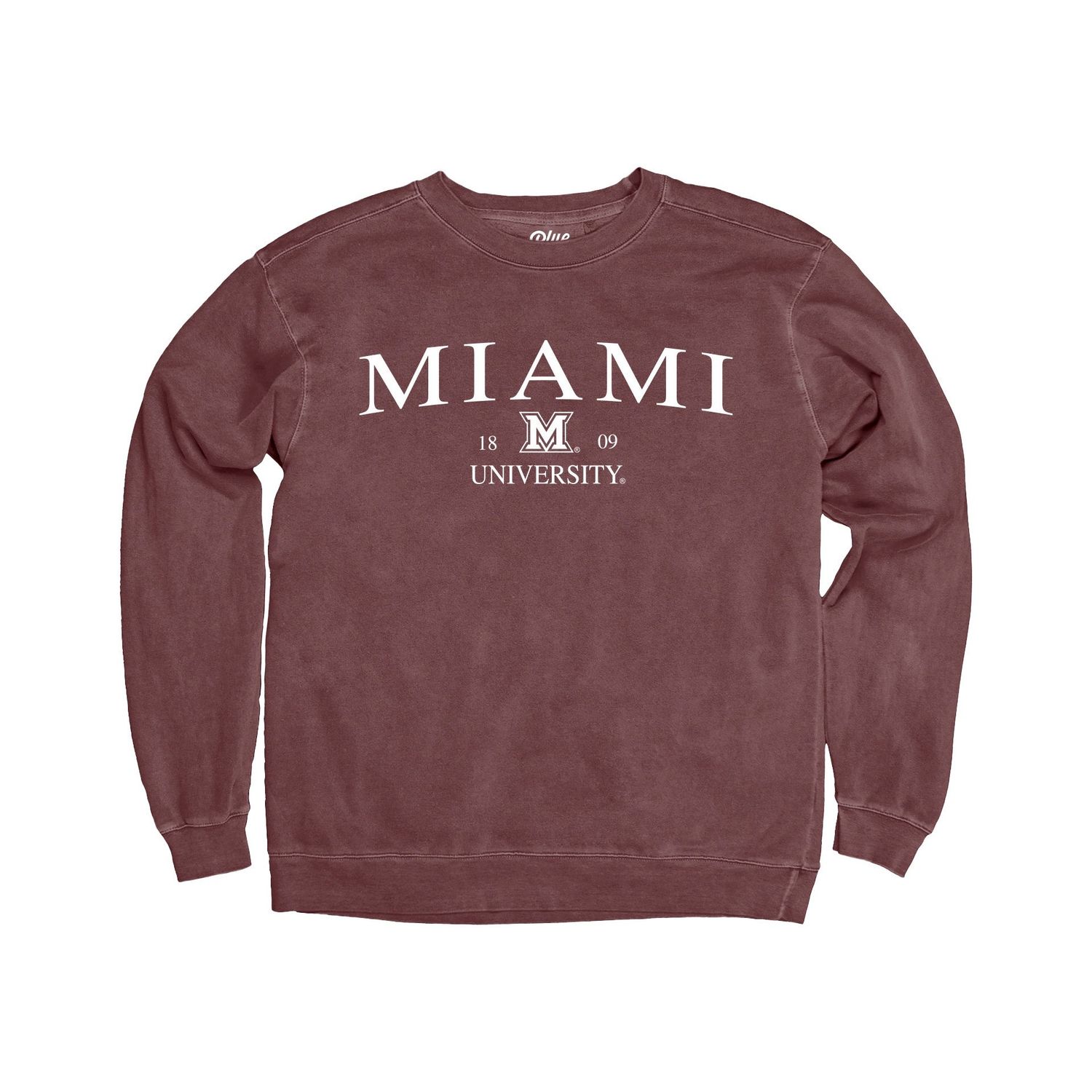 Miami RedHawks Blue 84 1809 Embroidered Crew, Size: S