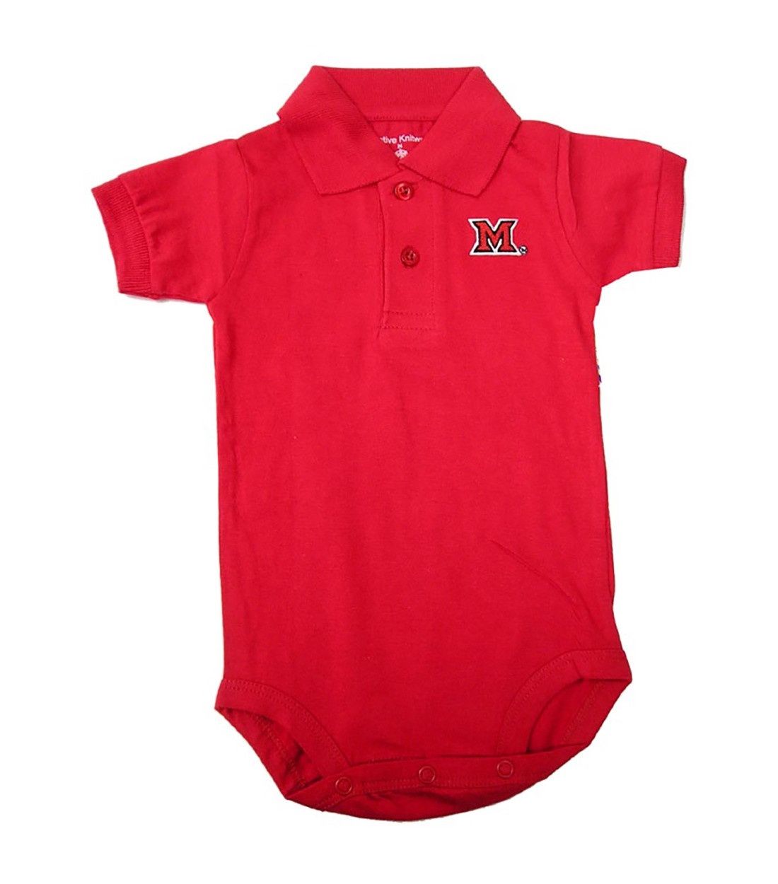 Red Miami University Infant Polo by Creative Knitwear, Size: 0-3M