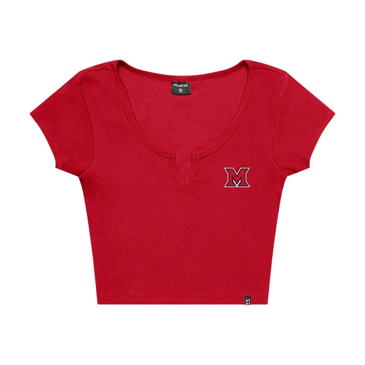 Hype &amp; Vice Miami Womens Notched Crop, Color: RED, Size: XS