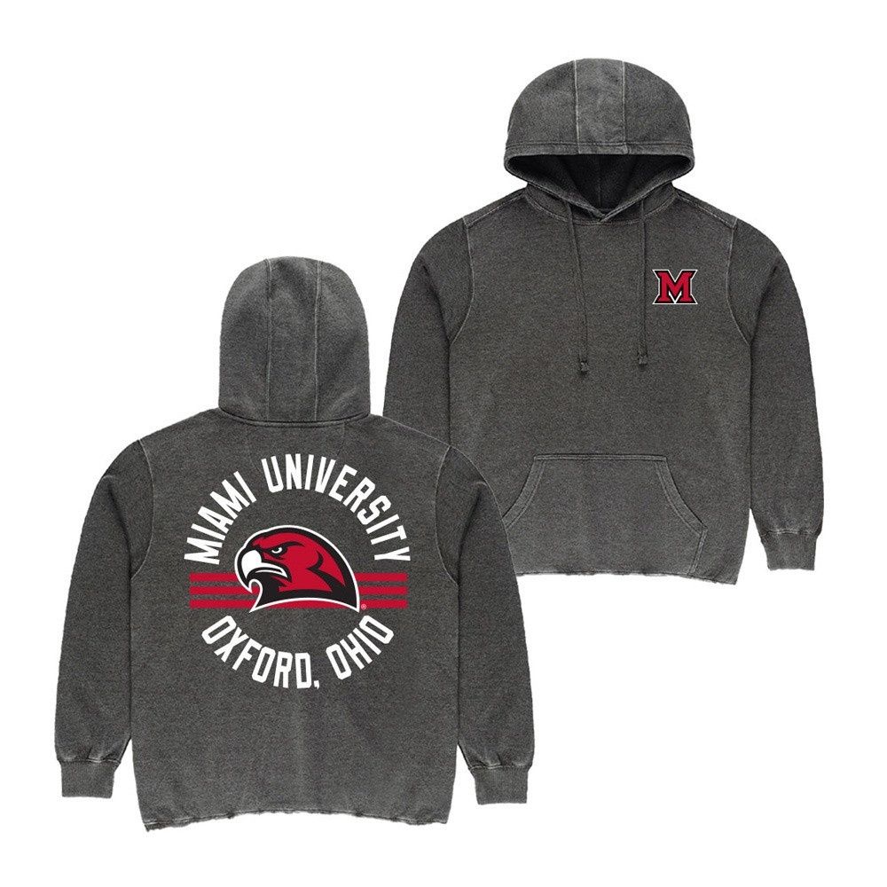 Miami RedHawks Burnout Back Graphic Hood, Size: S