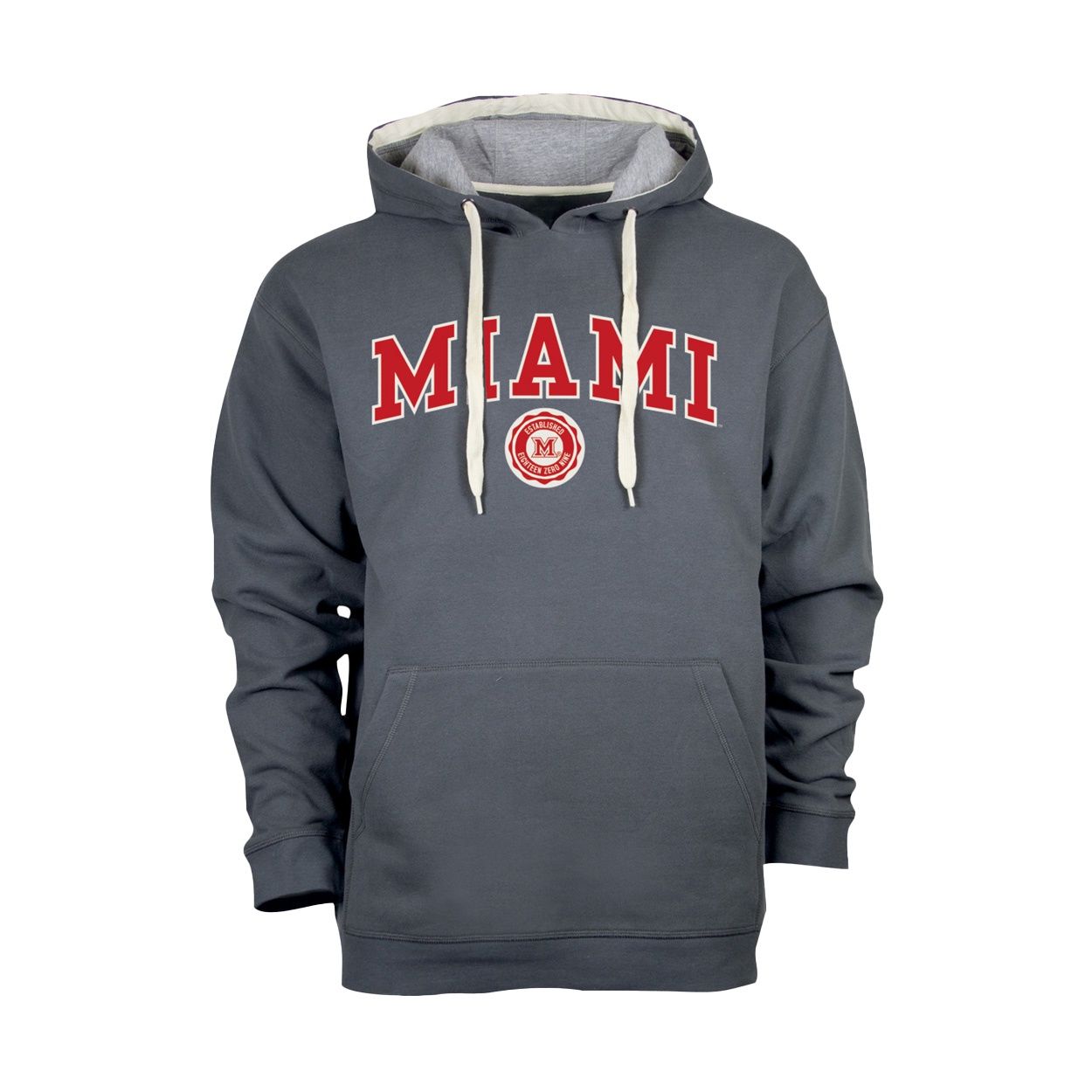Miami RedHawks Ourey Embroidered Faux Seal Hood, Color: GRAY, Size: S