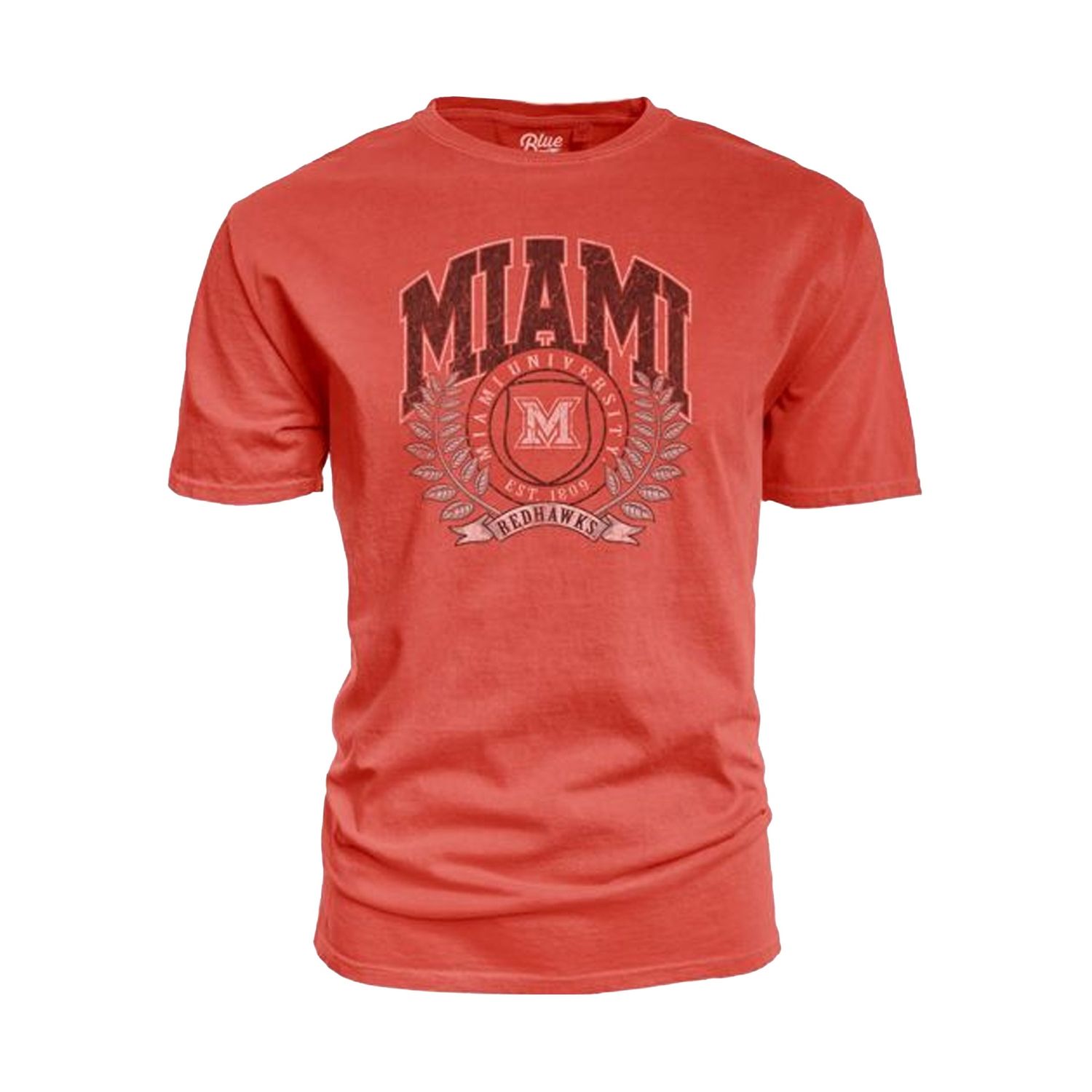 Miami RedHawks Blue 84 Miami Arched Laurel T-shirt, Size: S