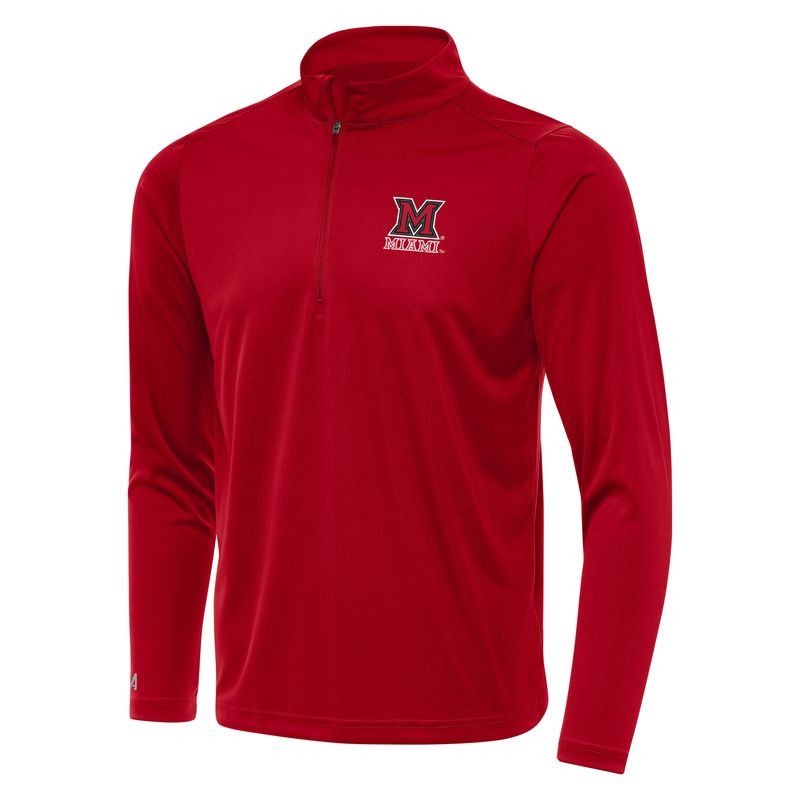 Antigua Miami RedHawks Red Tribute Pullover Quarter Zip, Size: 2XL