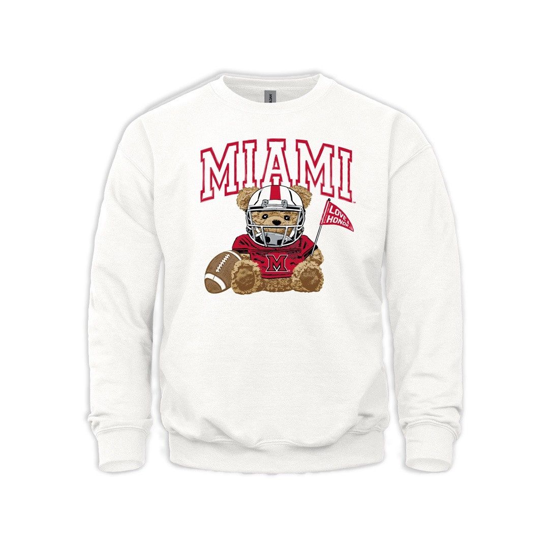 Miami RedHawks New Agenda Teddy Bear Crew, Size: 2XL