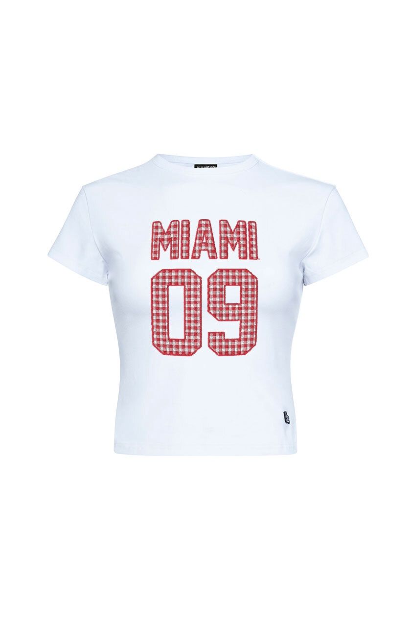W-BABY TEE WITH GINGHAM, Size: XS