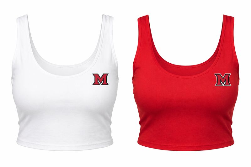 Miami RedHawks Zoozatz V-Neck "M" Crop Tank